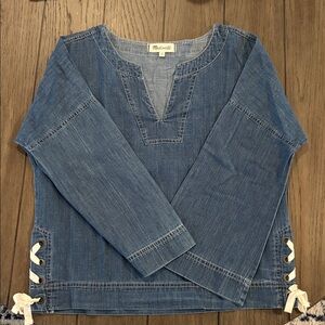 Madewell Denim Side-Lace Top in Andie Wash